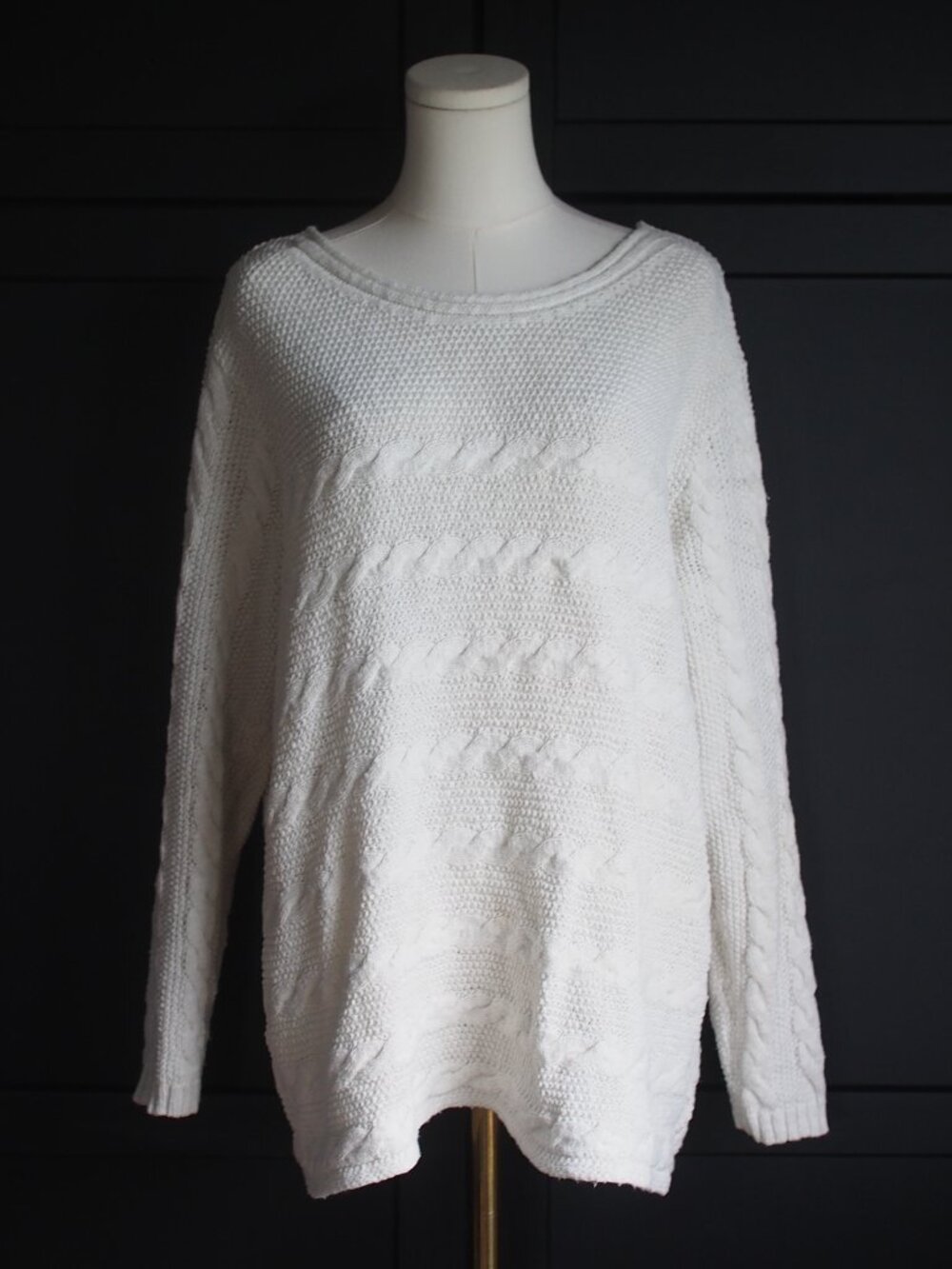 Cotton Country by Parkhurst | Loose-Fit Scoop Neck All-over Cable Knit Sweater